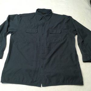 Mens XL Relaxed microfiber Shirt Button Up blue polyester light